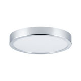 Round ceiling light with chrome frame and white plastic diffuser for modern indoor lighting