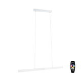 Modern white metal LED pendant light with remote control for dimmable lighting and color change