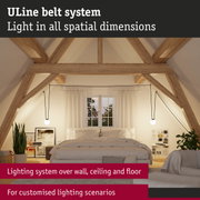 Modern bedroom with wooden beams and ULine lighting system for customised lighting scenarios