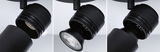 Schwarze LED-Spotleuchte aus Metall mit austauschbarer Lampe für flexible Beleuchtungslösungen