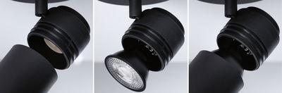 Schwarze LED-Spotleuchte aus Metall mit austauschbarer Lampe für flexible Beleuchtungslösungen