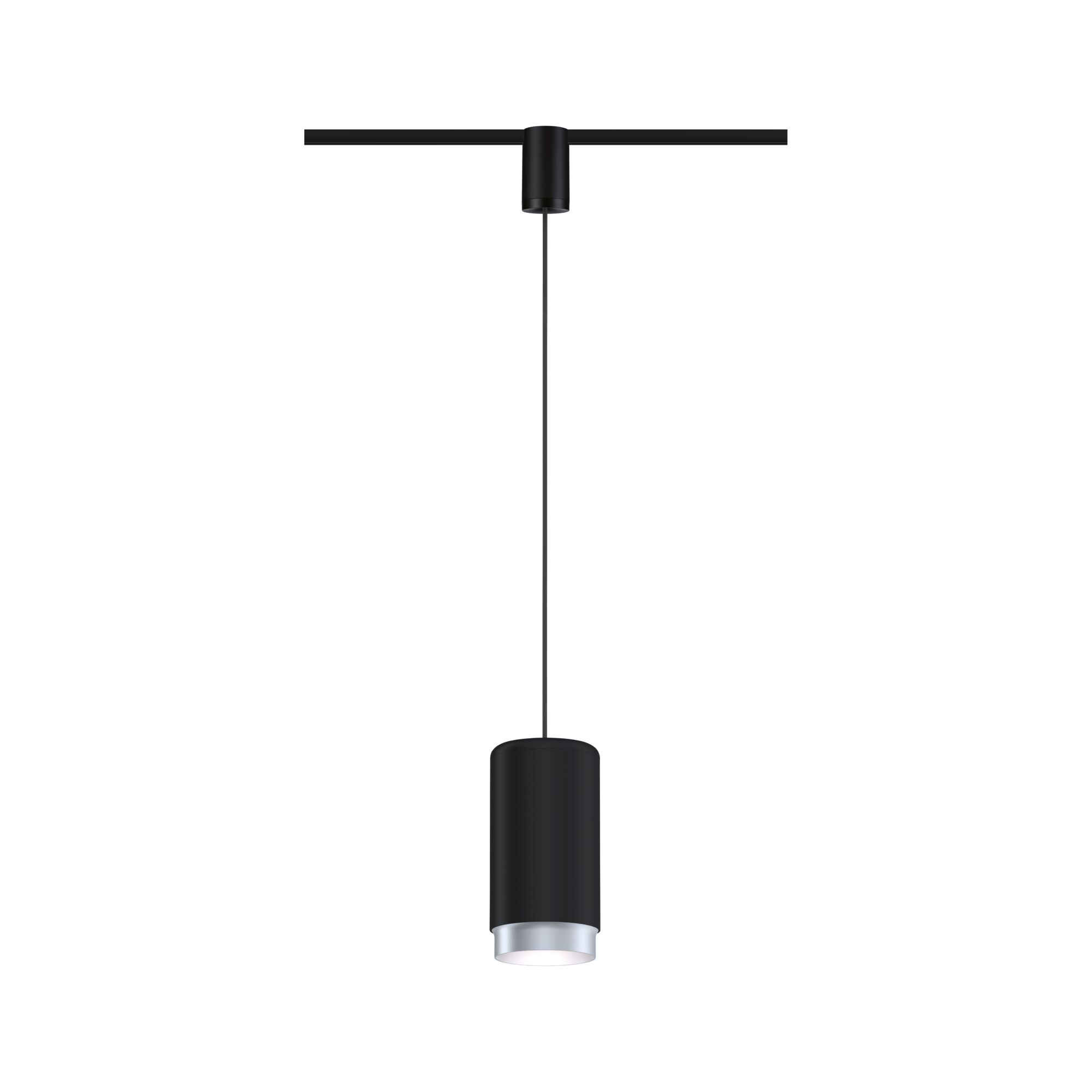 Schwarze LED-Pendelleuchte aus Metall mit silbernem Rand, moderne Innenbeleuchtung