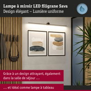 Lampe à miroir LED filigrane Sava noire avec lumière uniforme, parfaite pour salon et éclairage tableau