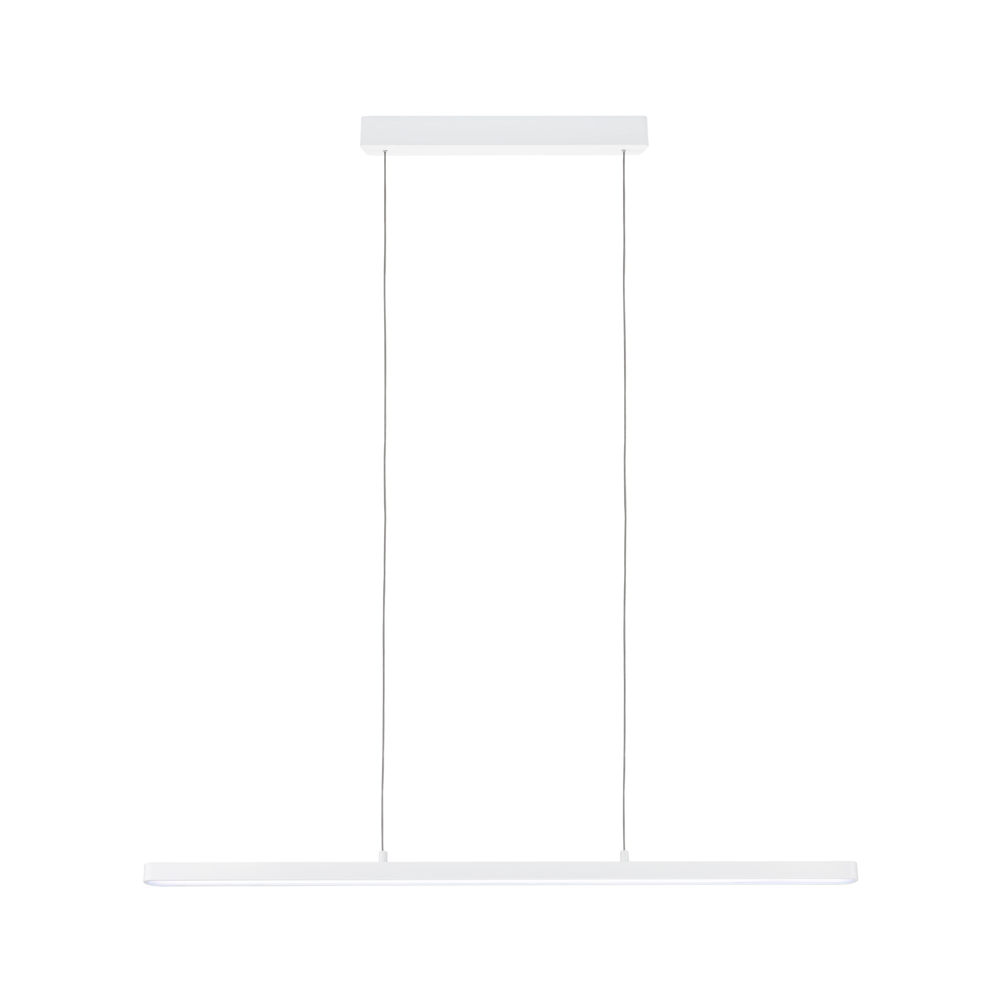 Minimalist white metal LED pendant light with slim design for modern interior lighting