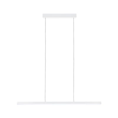 Minimalist white metal LED pendant light with slim design for modern interior lighting