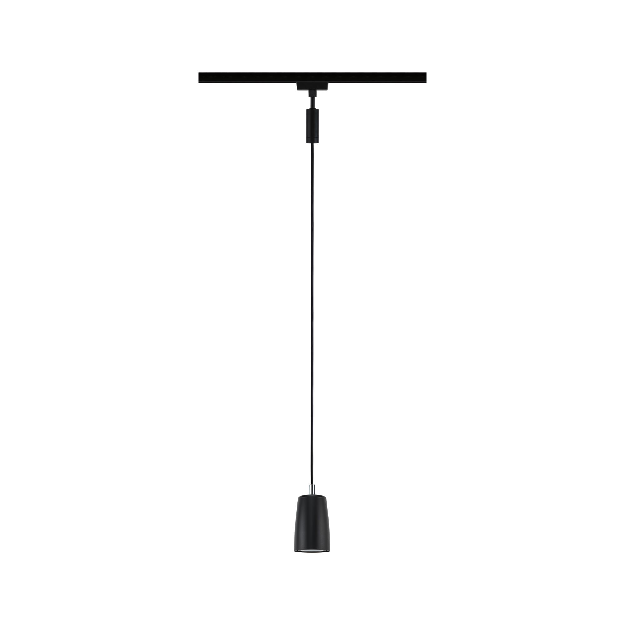 Schwarze Pendelleuchte aus Metall mit schlankem Design und langem Kabel für moderne Innenbeleuchtung