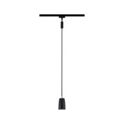 Black metal pendant light with slim design and long cable for modern indoor lighting solutions