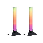 Deux lampes sur pied LED fines avec base en plastique noir et dégradé de couleurs pour éclairage d'ambiance