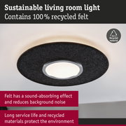 Sustainable living room ceiling light with black recycled felt, sound-absorbing and eco-friendly materials