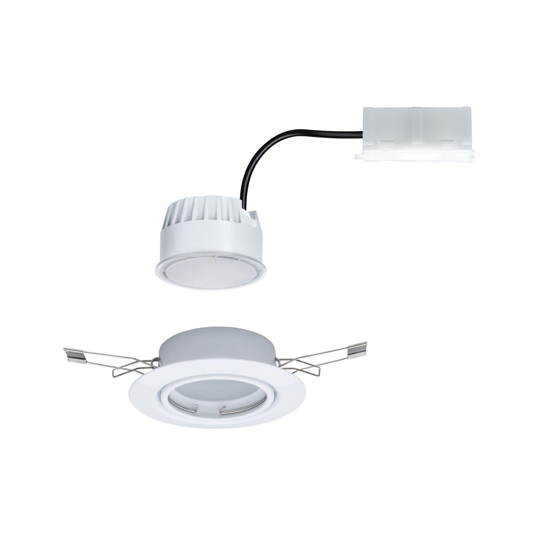 White metal recessed spotlight with spring clips and cable connector for LED lighting