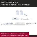 White MaxLED stair lighting kit with wireless motion sensors and LED controller for smart lighting