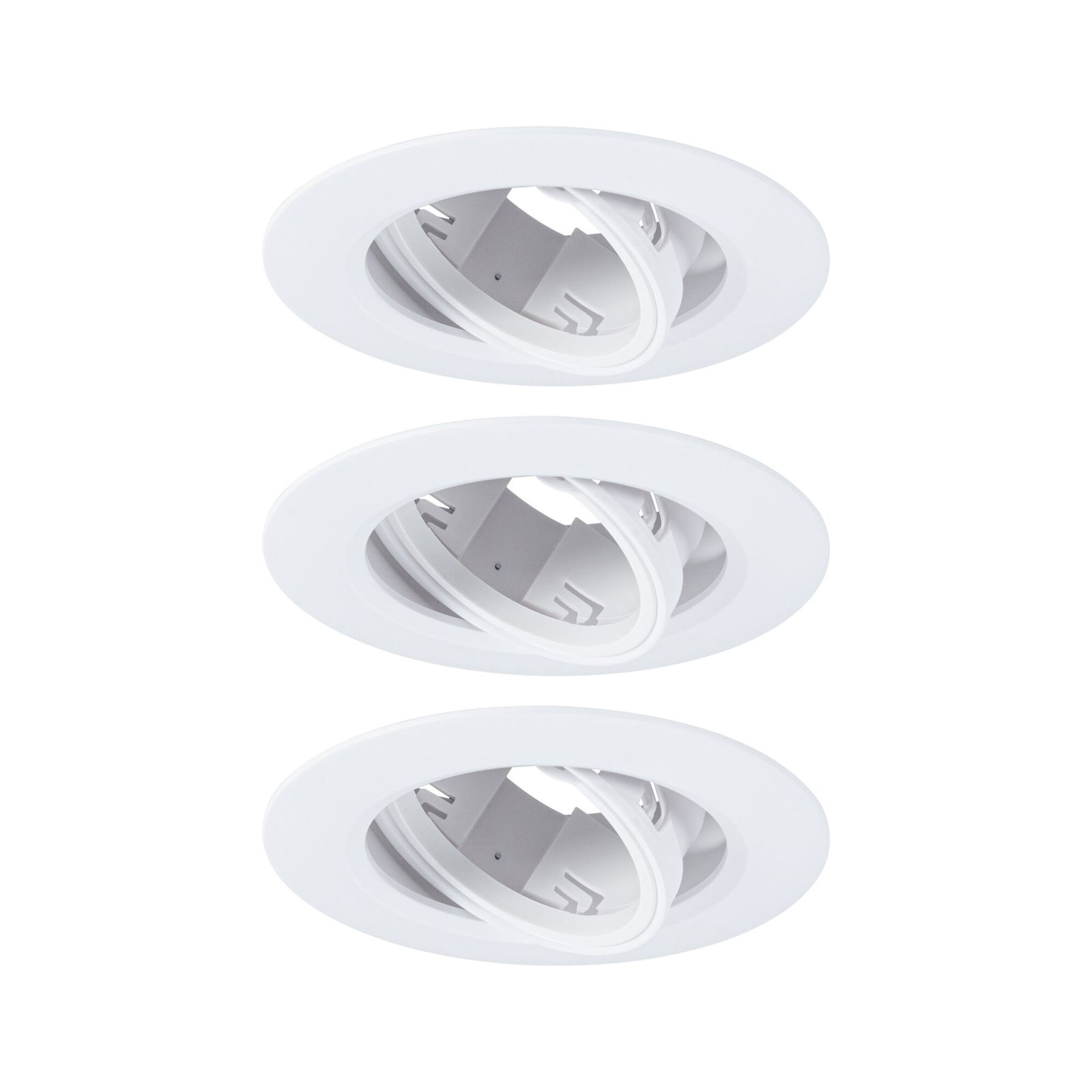 Einbauleuchte 3er-Set schwenkbar rund 90mm 30° GU10 max. 3x10W 230V dimmbar Weiß Drei weiße Einbaustrahler aus Kunststoff mit schwenkbarem Einsatz für flexible LED-Beleuchtung