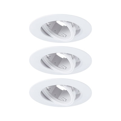 Trois spots encastrés blancs en plastique avec insert pivotant pour un éclairage LED flexible
