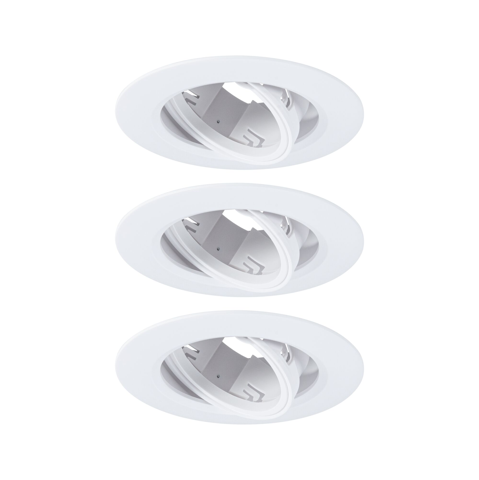 Inbouwlamp Set van 3 zwenkbaar rond 90mm 30° GU10 max. 3x10W 230V dimbaar Wit Drie witte inbouwspots van kunststof met verstelbare inzet voor flexibele LED-verlichting