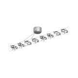 Modern cable spotlight with eight adjustable LED spots in chrome for flexible room lighting