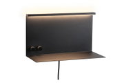 Black metal LED wall lamp with integrated light strip and two rotary knobs for light control