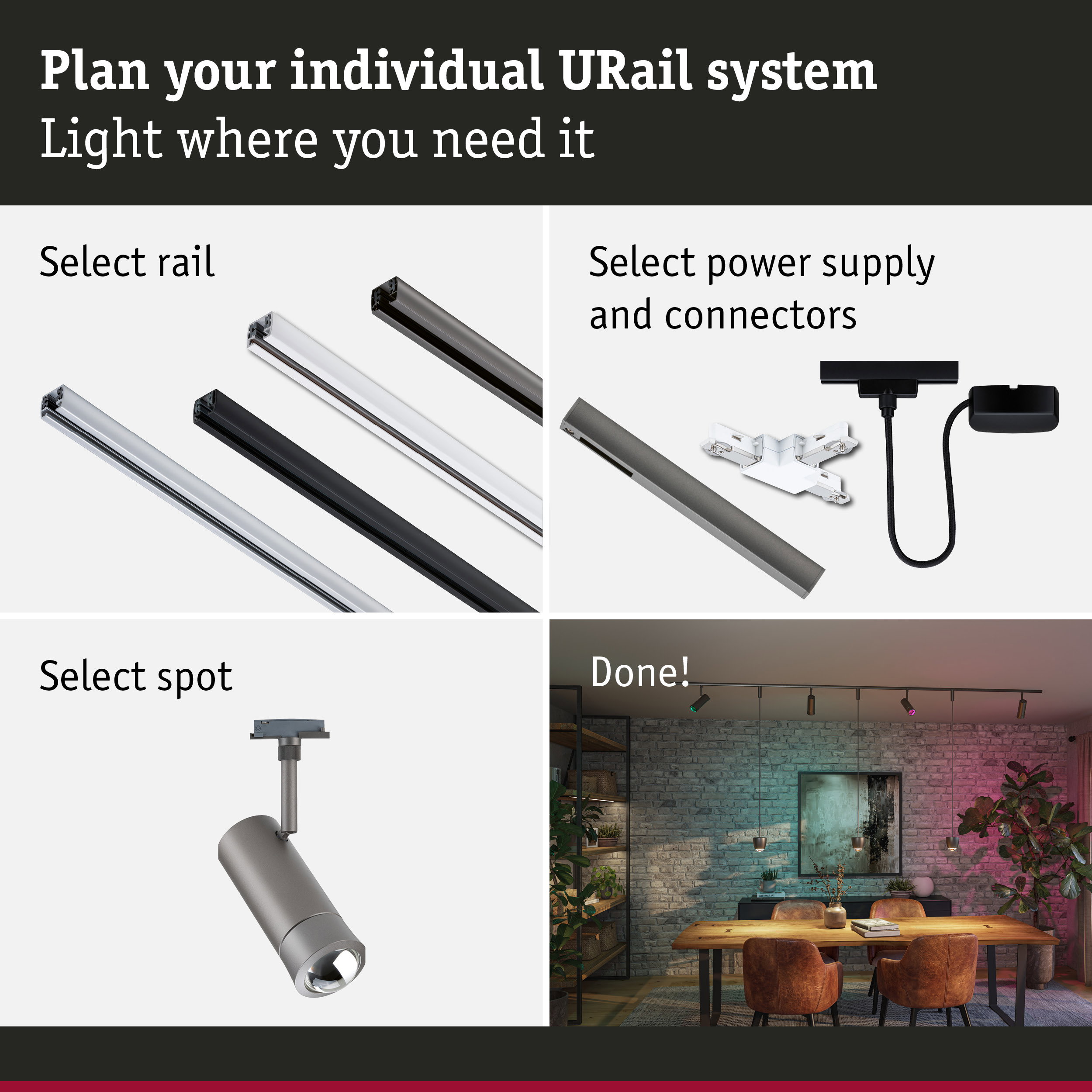 URail Spot Smart Home Zigbee 3.0 Tarie RGBW 230lm 4,5W RGBW+ dimmable 230V Titanium
