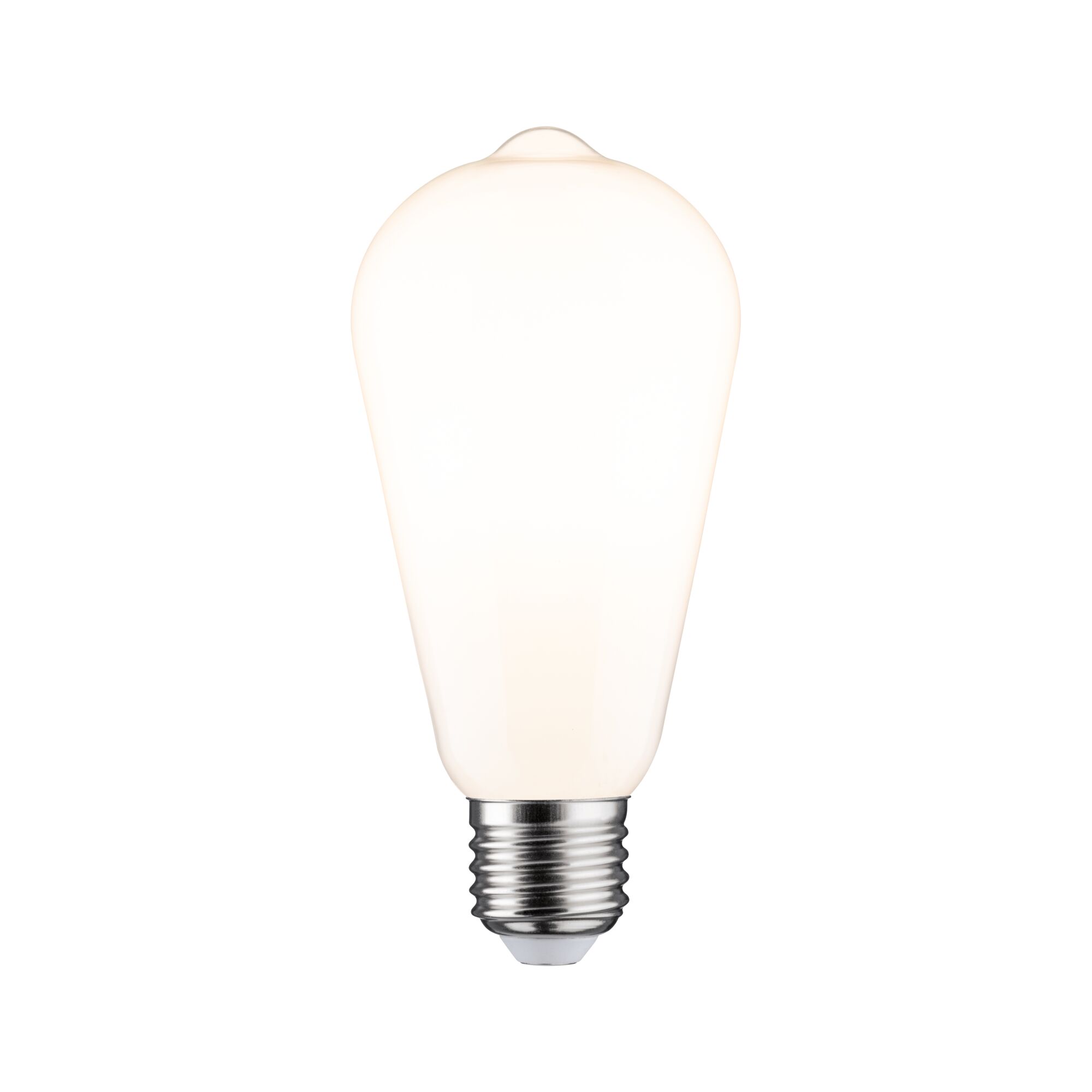 Drop-shaped light bulb with frosted white glass and E27 base for energy-efficient lighting