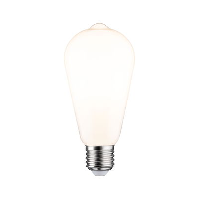 Drop-shaped light bulb with frosted white glass and E27 base for energy-efficient lighting