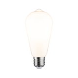 Drop-shaped light bulb with frosted white glass and E27 base for energy-efficient lighting