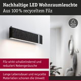 Nachhaltige LED-Wohnraumleuchte aus schwarzem Filz mit schallmindernder Wirkung und Recyclingmaterial