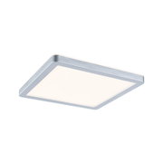 Plafonnier LED carré avec cadre en aluminium argenté et diffuseur blanc pour éclairage moderne