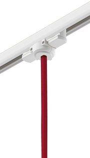 Adaptateur de rail en plastique blanc avec câble textile rouge pour éclairage sur rail flexible
