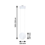 Weiße runde Pendelleuchte aus Kunststoff mit verstellbarer Länge 100-150 cm, moderne LED Lampe