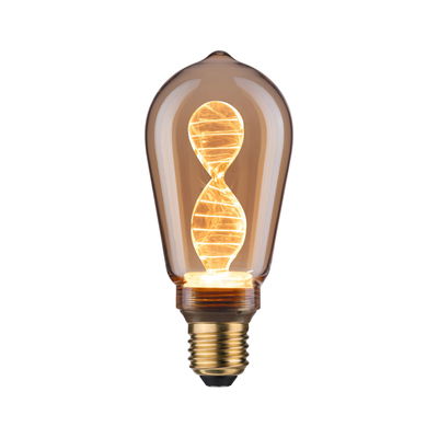 Vintage LED bulb with warm light and twisted filament in amber glass for decorative lighting use
