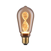 Vintage LED bulb with warm light and twisted filament in amber glass for decorative lighting use