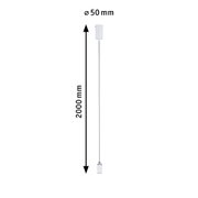 White LED pendant light with 2000 mm length and 50 mm diameter for modern indoor lighting
