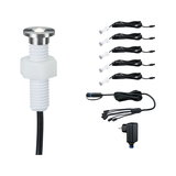 LED recessed spot set with stainless steel and plastic, cables and power supply for indoor lighting