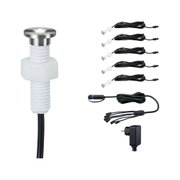 LED recessed spot set with stainless steel and plastic, cables and power supply for indoor lighting