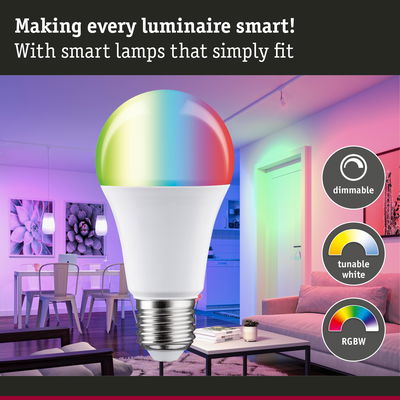 Smart RGBW LED bulb with dimmable and tunable white light for versatile home lighting