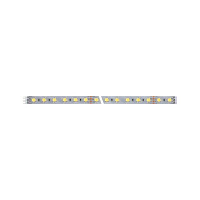 Flexible LED strip with warm white LEDs on silver circuit board for decorative lighting
