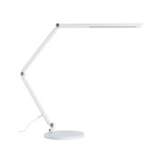 White metal LED desk lamp with adjustable arm for modern workspace lighting