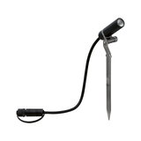 Black metal LED garden spotlight with ground spike and cable for outdoor lighting