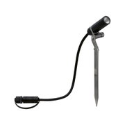 Czarna metalowa lampa ogrodowa LED z kolcem do ziemi i kablem do oświetlenia zewnętrznego