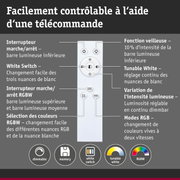 Télécommande blanche avec boutons pour lumière dimmable, réglage blanc et contrôle couleur RGBW