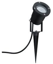 Zwarte metalen LED-tuinschijnwerper met grondpin en kabel voor buitenverlichting