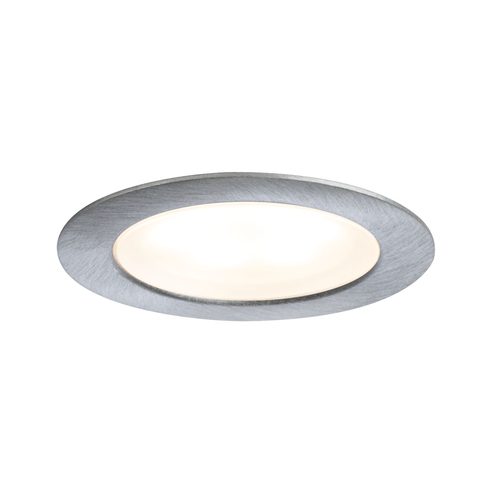 Ronde LED inbouwspot met geborsteld aluminium frame en warm wit licht voor woonruimtes