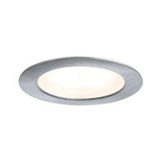 Ronde LED inbouwspot met geborsteld aluminium frame en warm wit licht voor woonruimtes