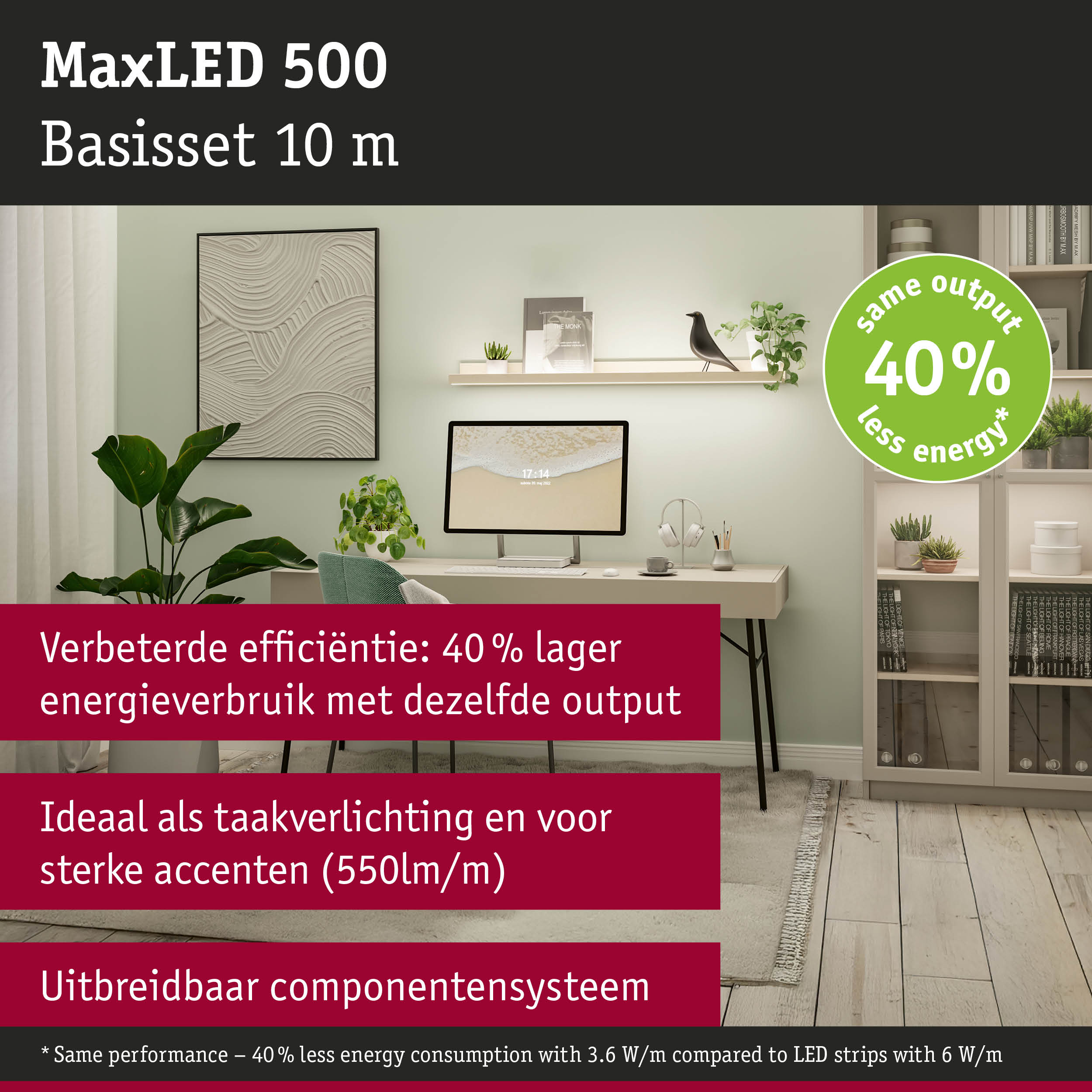 MaxLED 500 LED-strip 10 m met 40% minder energieverbruik voor efficiënte en heldere verlichting