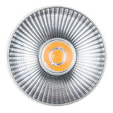 Ronde spot met zilverkleurige aluminium reflector en oranje LED-licht voor accentverlichting binnen