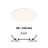 Round white LED ceiling light with adjustable installation diameter 68-140 mm for living spaces