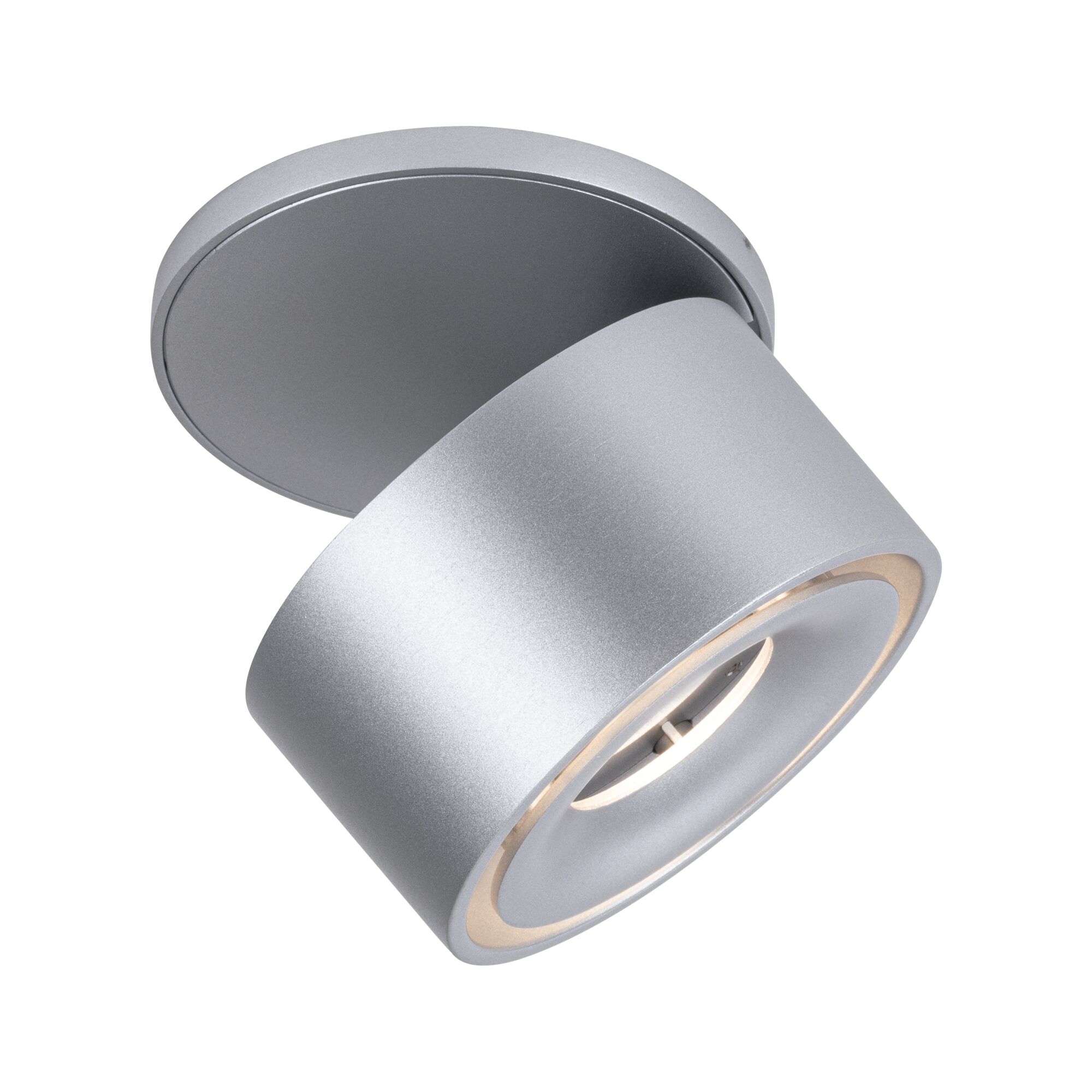 Modern silver aluminium ceiling spotlight with LED lighting for indoor use