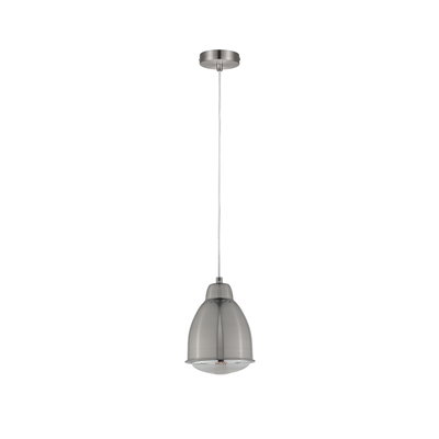 Brushed metal silver pendant light with clear diffuser ideal for modern living spaces