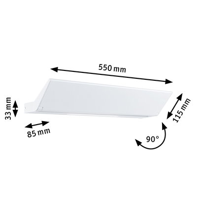 Applique murale LED blanche en métal de 550 mm avec inclinaison à 90 degrés pour éclairage intérieur moderne