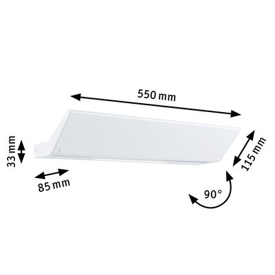 Applique murale LED blanche en métal de 550 mm avec inclinaison à 90 degrés pour éclairage intérieur moderne