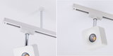 Moderner weißer LED-Deckenspot aus Metall mit quadratischem Design und Schienensystem für Akzentbeleuchtung